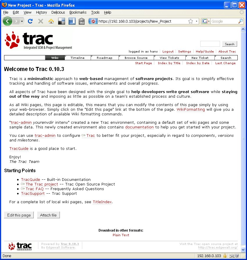 A new Trac Project home page